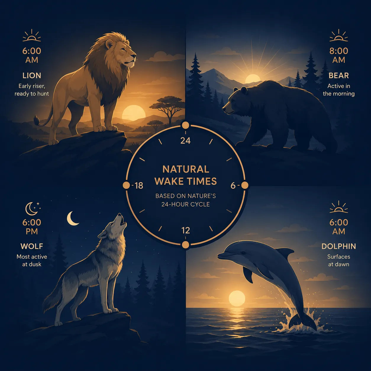 Four sleep chronotypes around a 24-hour clock